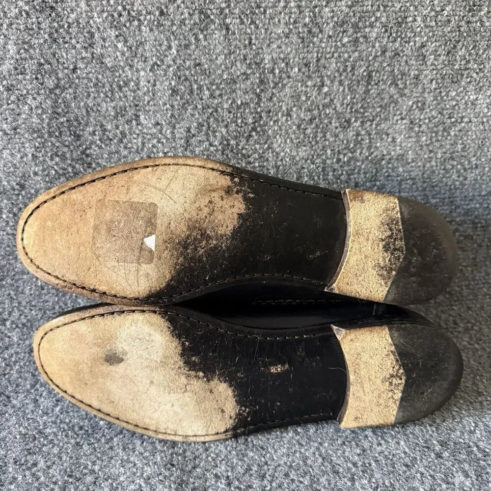 Zelli Authentic Genuine Black Ostrich Leg Nappa Leather Tassel Loafers Sz 9.5 M